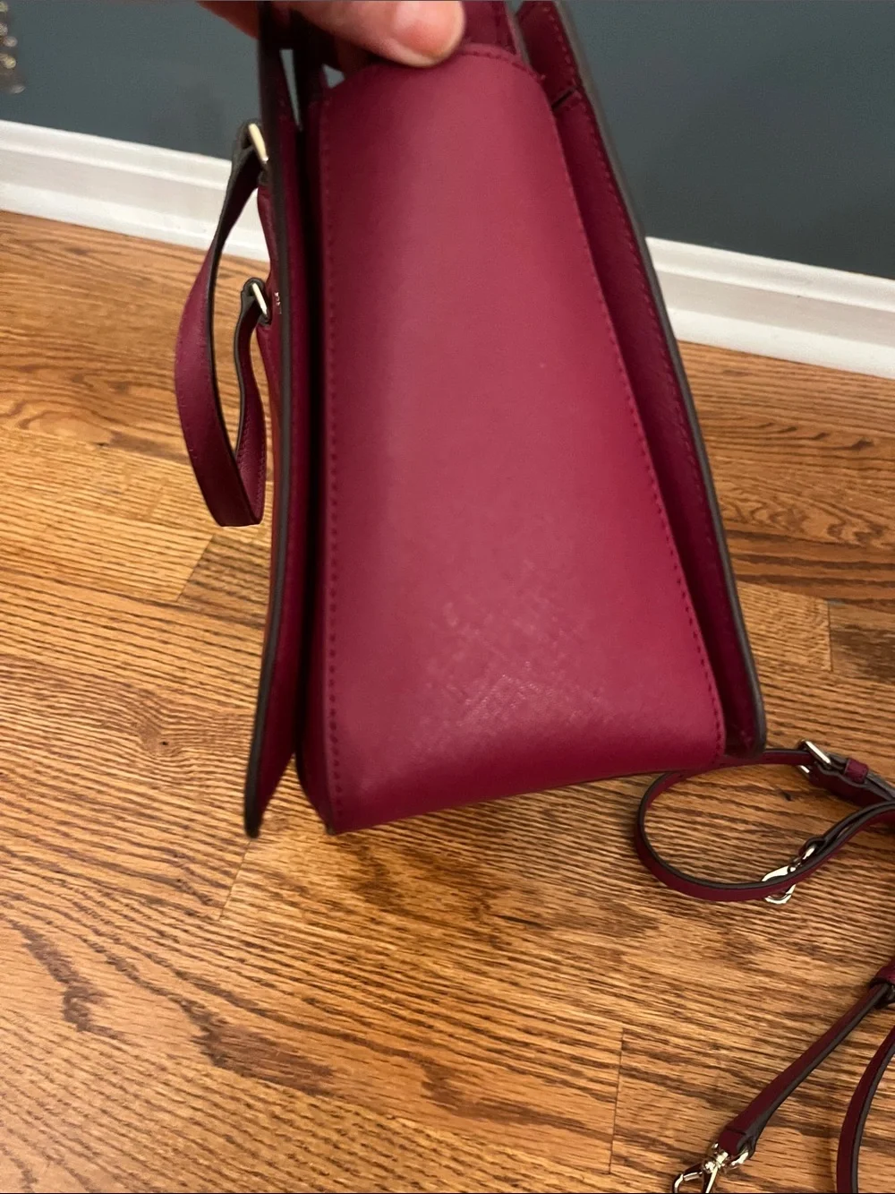 Kate Spade Laurel Way Reese Satchel Crossbody Saffiano Leather Blackberry/Maroon